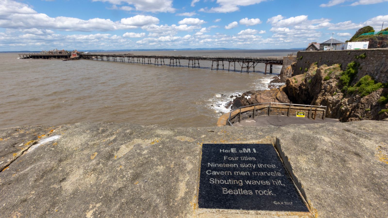 A plaque commemorating The Beatles visit to Weston-super-Mare