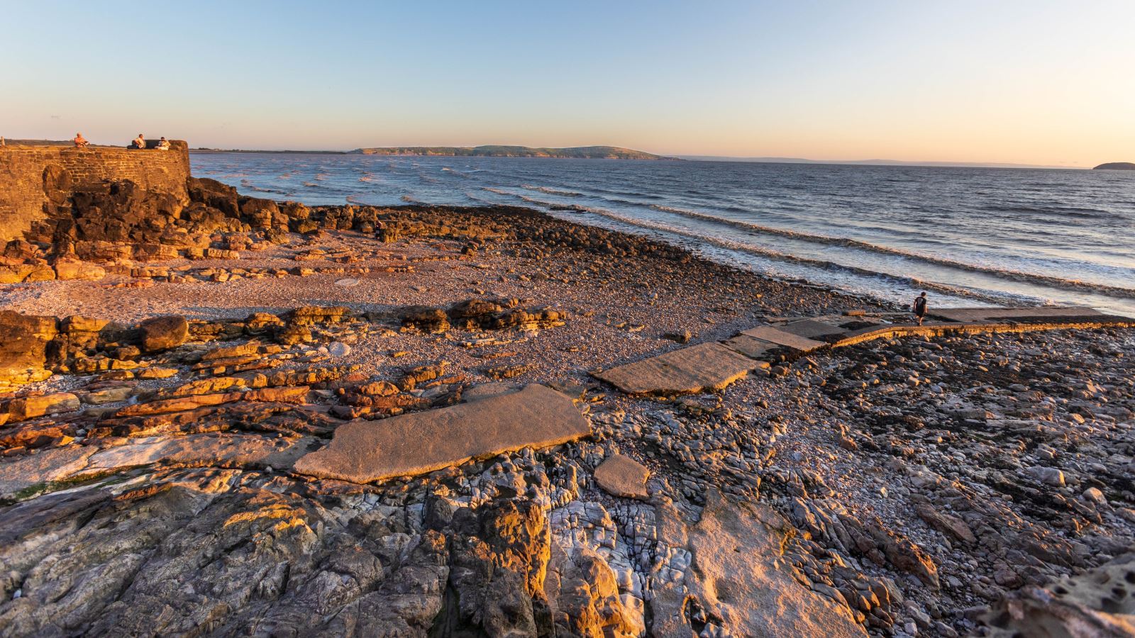 The shingle and rock Anchor Head Cove Beach at Weston-super-Mare