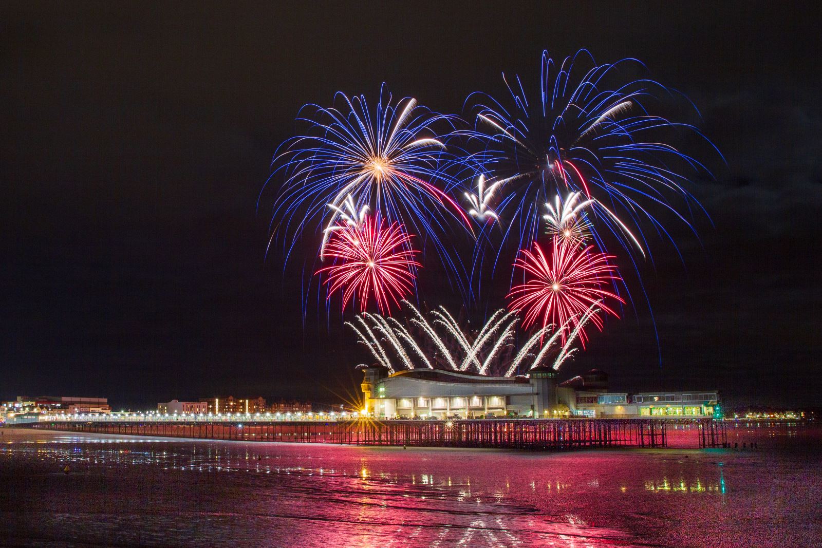 Fireworks display over the Grand Pier, Weston-super-Mare