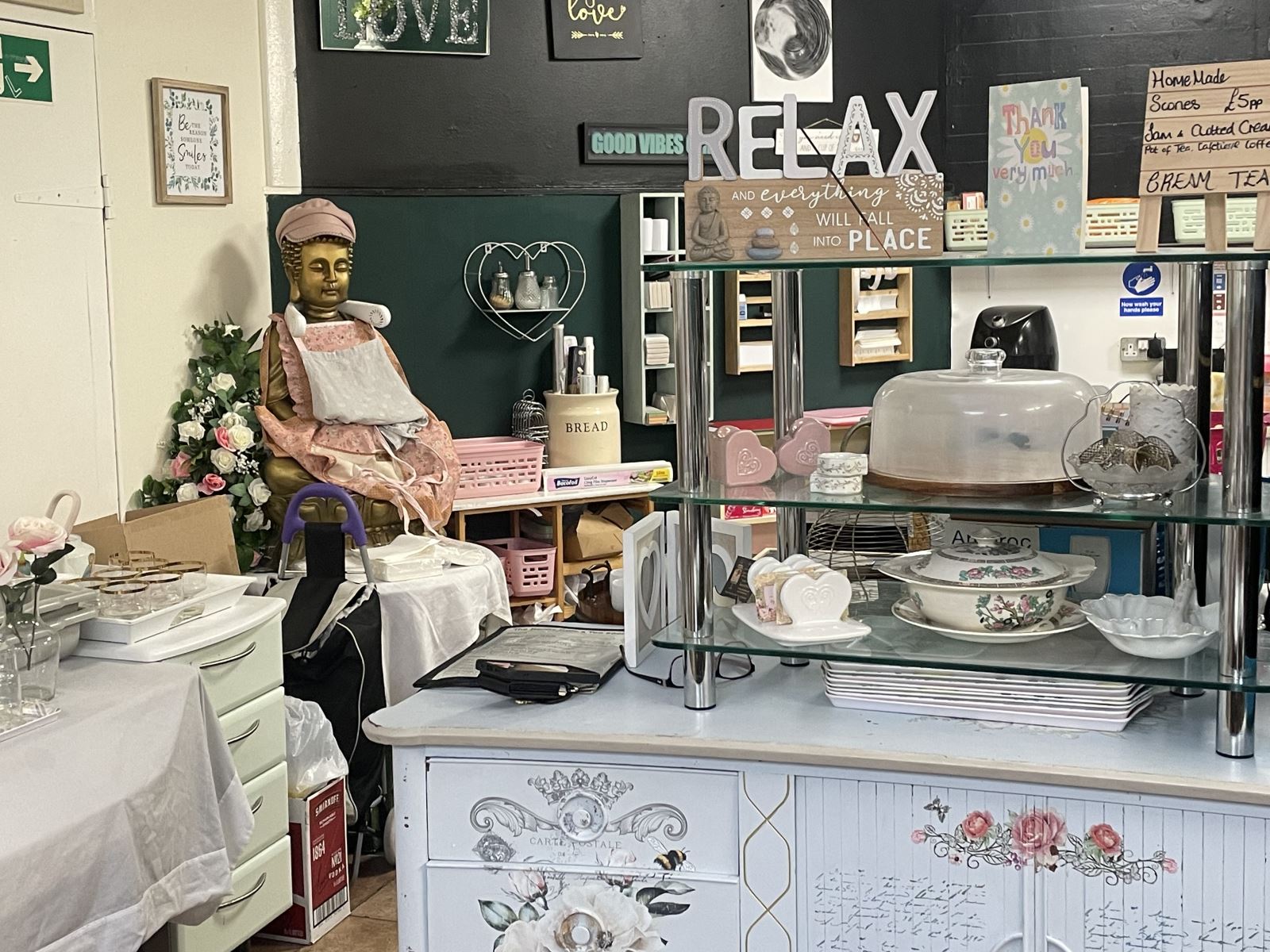 A cafe inside an indoor market